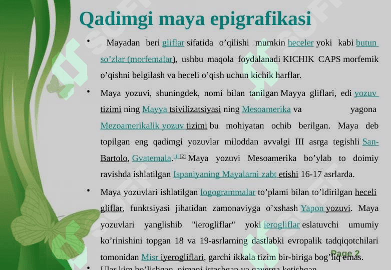 Maya xalqlari epigrafikasi mavzusiga oid fotoalbom 2
