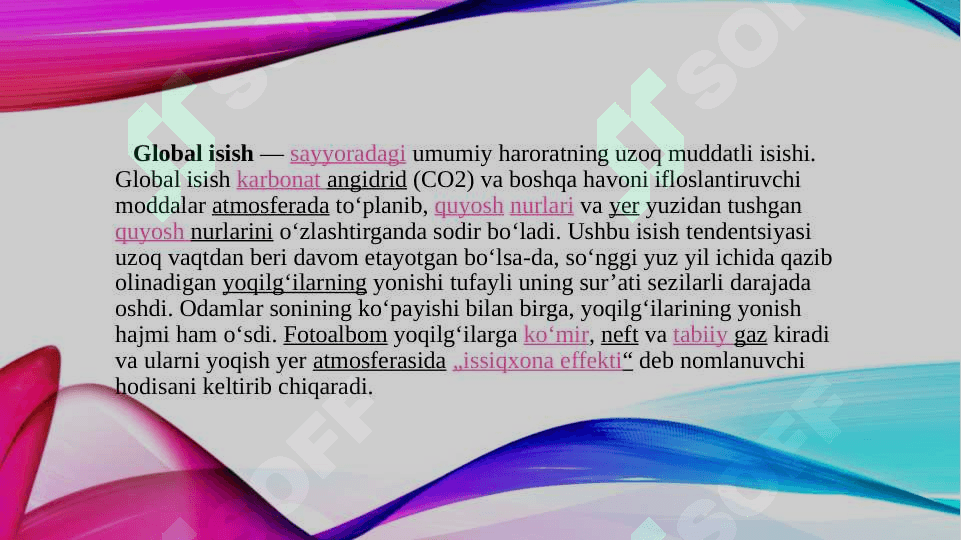 GLOBAL ISISH, UNI KELTIRIB CHIQARAYOTGAN OMILLRA 3