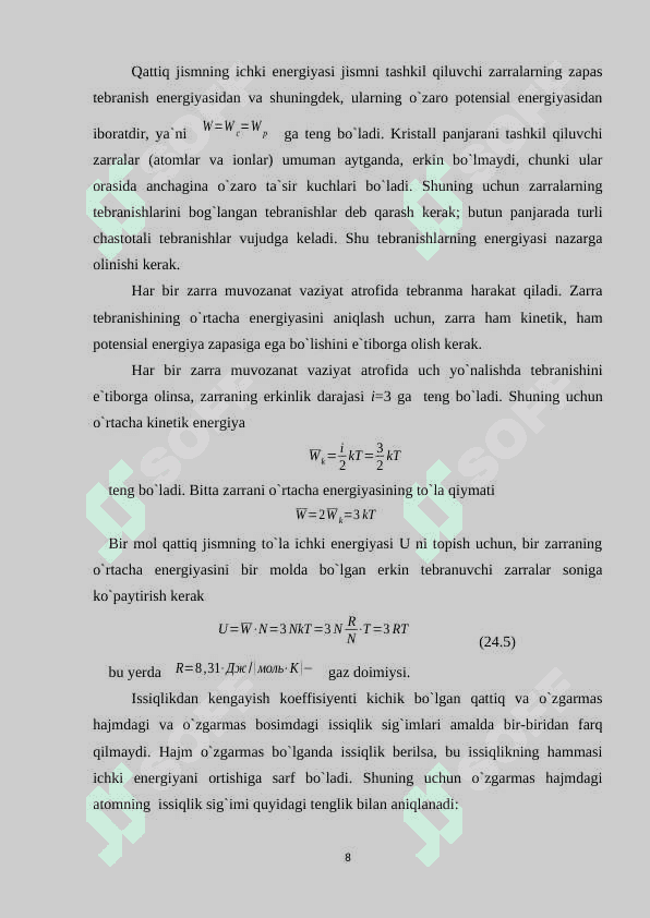 MODDALARNING ISSIQLIK SIG’IMI kurs ishi 8
