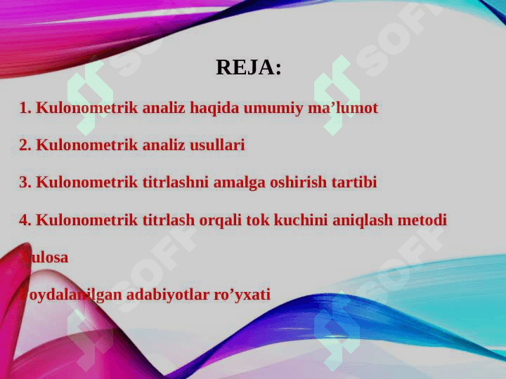 Kulonometrik titrlashning amaliyotda qo’llanilishi slayd 2