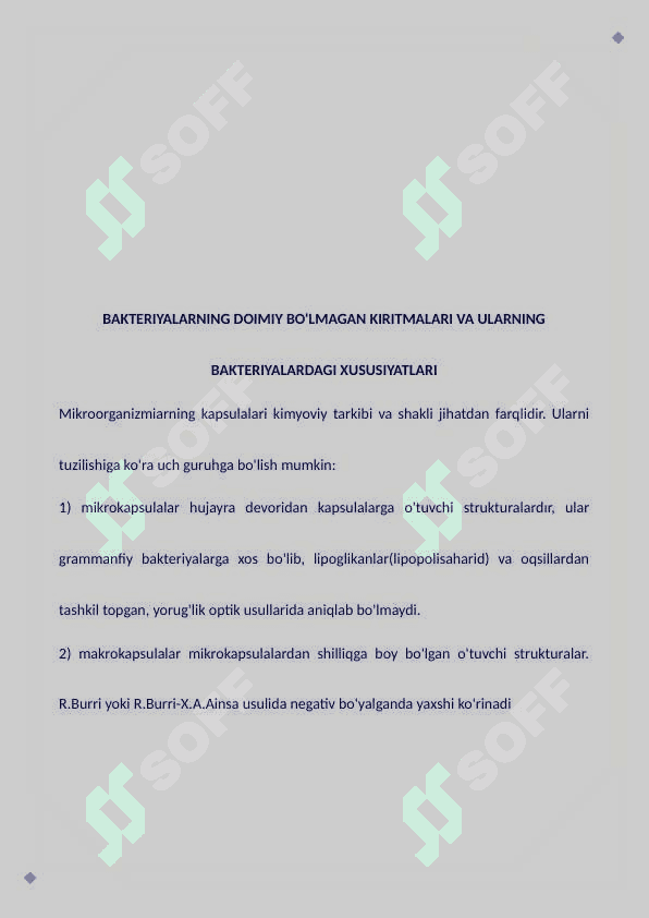 Bakteriyalarning doimiy bo'lmagan kiritmalari va ularning bakteriyalardagi xususiyatlari bakteriyalarning nafas olishi 2