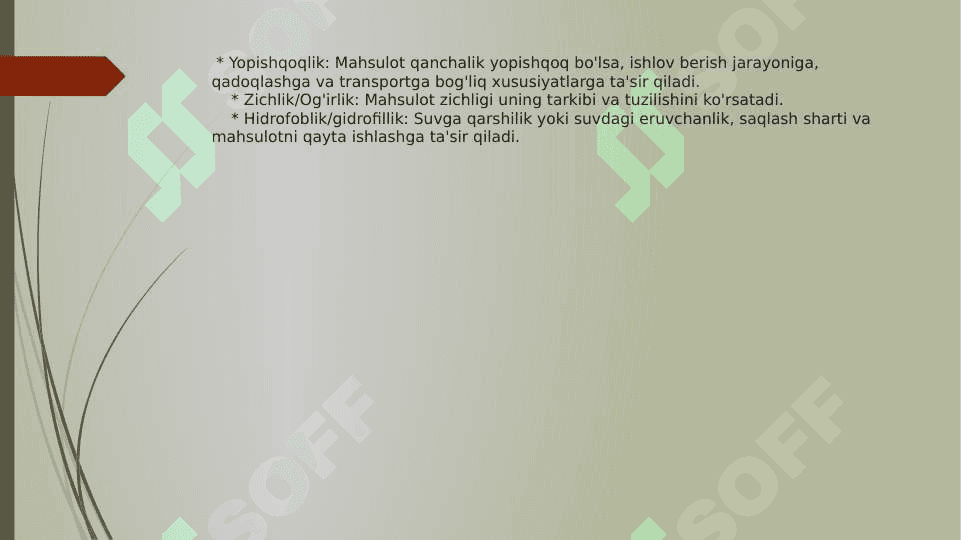 Yarim tayyor va tayyor mahsulotlarni fizik-kimyoviy xususiyatlari 6