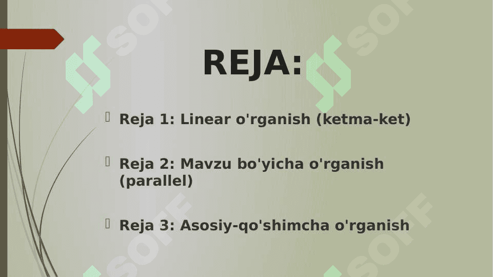 Darslik va o‘quv qo‘llanmalar bo‘yicha fan boblari va mavzularini o‘rganish 2