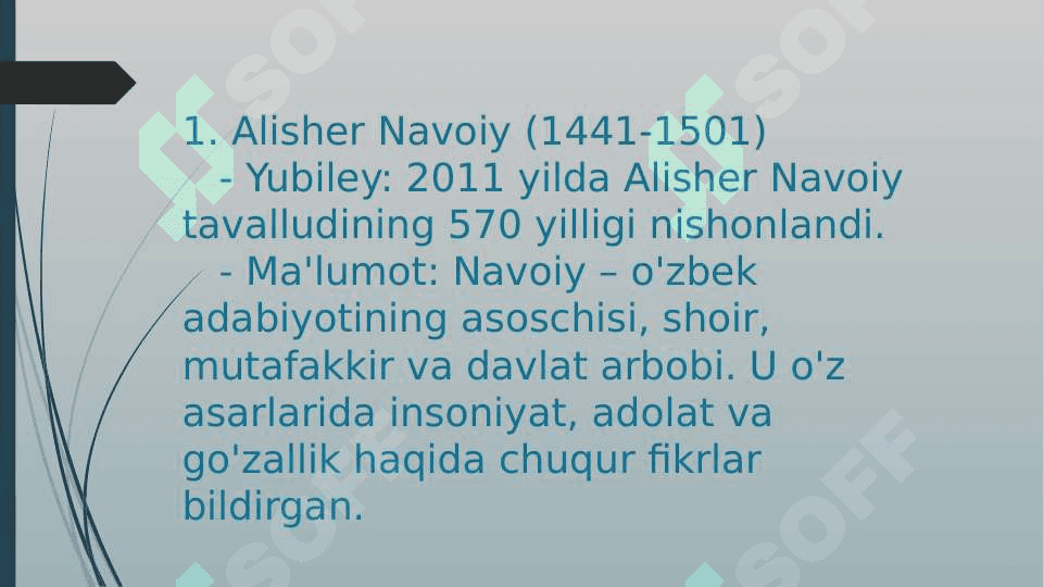 MUSTAQILLIK DAVRIDA O'ZBEKISTON RESPUBLIKASIDA YUBILEYLARI NISHONLANGAN O'RTA OSIYOLIK ALLOMALAR HAQIDA MA'LUMOT TAYYORLASH 3