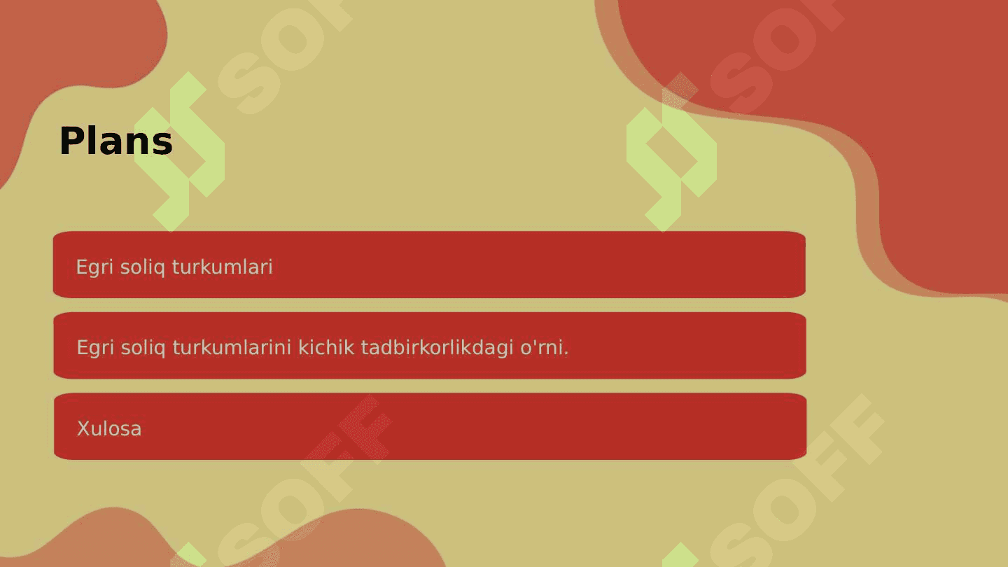 Egri soliqlar turkumlari va ularni kichik tadbirkorlik rivojlanishiga ta’siri. 2