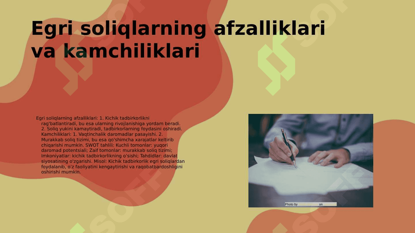 Egri soliqlar turkumlari va ularni kichik tadbirkorlik rivojlanishiga ta’siri. 6