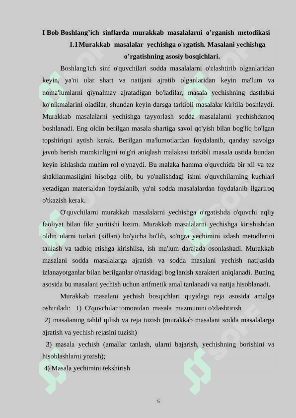 Birinchi sinfda matematikadan murakkab masala va ularni o’rganish 5
