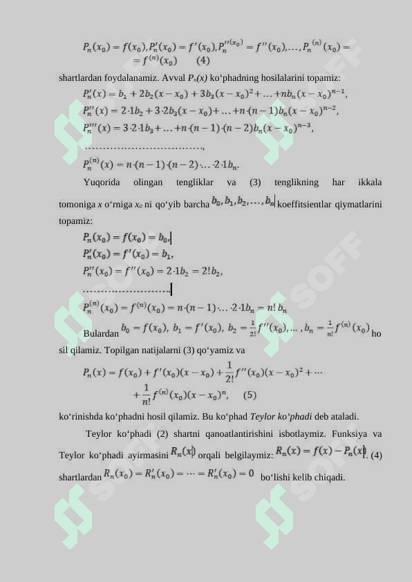 Teylor formulasining taqribiy  hisoblashga tatbiqlari 2