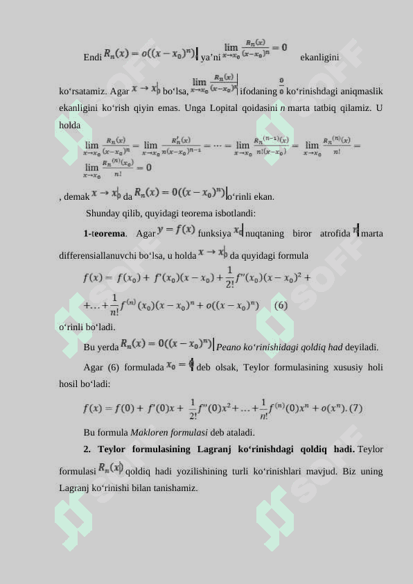 Teylor formulasining taqribiy  hisoblashga tatbiqlari 3