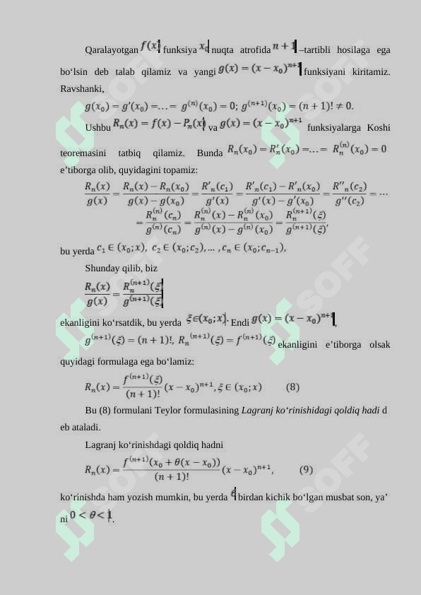 Teylor formulasining taqribiy  hisoblashga tatbiqlari 4