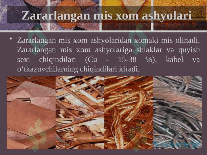 Mis tarkibli temir-tersak va chiqindilarni minorali pechlarda eritish 6