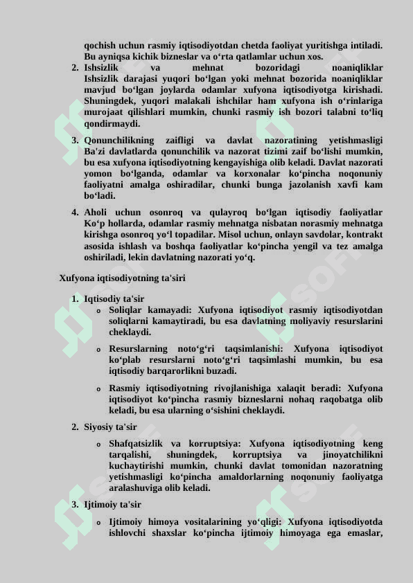 Xufyona iqtisodiyotni baholash metodologiyalari. 3