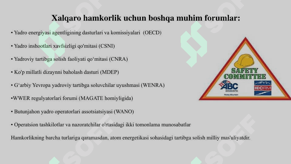 Yadro va radiatsiya xavfsizligi bo`yicha xalqaro shartnomalar 2