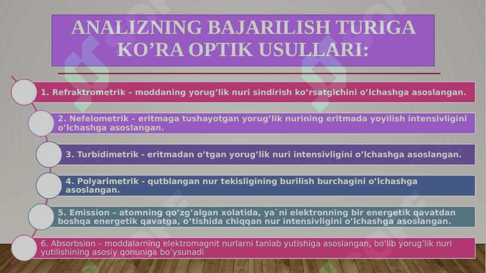 Optik analiz usullarining qo'llanilishi 6