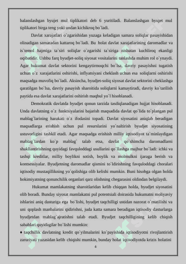 DAVLAT BUDJETINING DAROMALARI VA XARAJATLARI 6