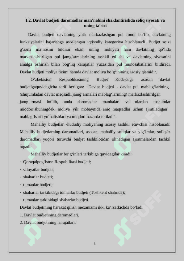 DAVLAT BUDJETINING DAROMALARI VA XARAJATLARI 8