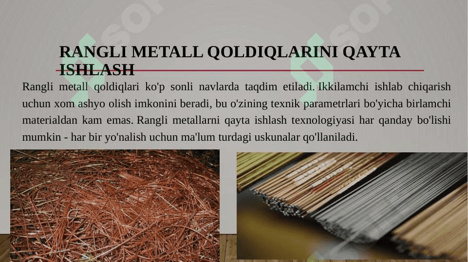 Rangli metallarning va qotishmalarining qirindilari va ularni qayta ishlash 3