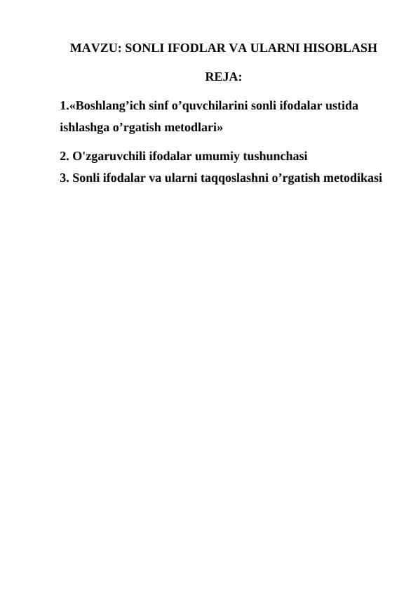 SONLI IFODLAR VA ULARNI HISOBLASH 1