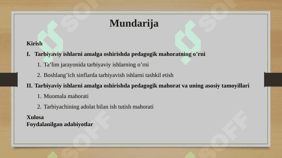 Tarbiyaviy  ishlami  amaliyotda tadbiq  etishda pedagogik mahorat  va uning asosiy tamoyillari 2