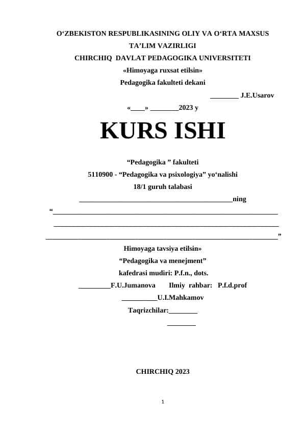 Tarbiyada oilaviy udumlar va an`analar kurs ishi 1