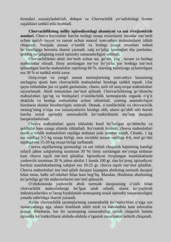 Aholini oziq-ovqat va sanoatni xom ashyo bilan taʼminlashda chorvachilikning roli. 3