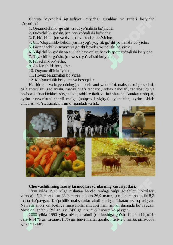Aholini oziq-ovqat va sanoatni xom ashyo bilan taʼminlashda chorvachilikning roli. 4