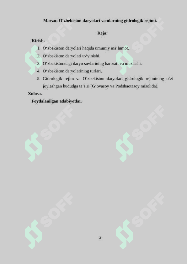 O‘zbekiston daryolari va ularning gidrologik rejimi 3