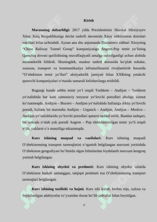 O‘zbekiston transport tizimining tarmoqlar tarkibi 4