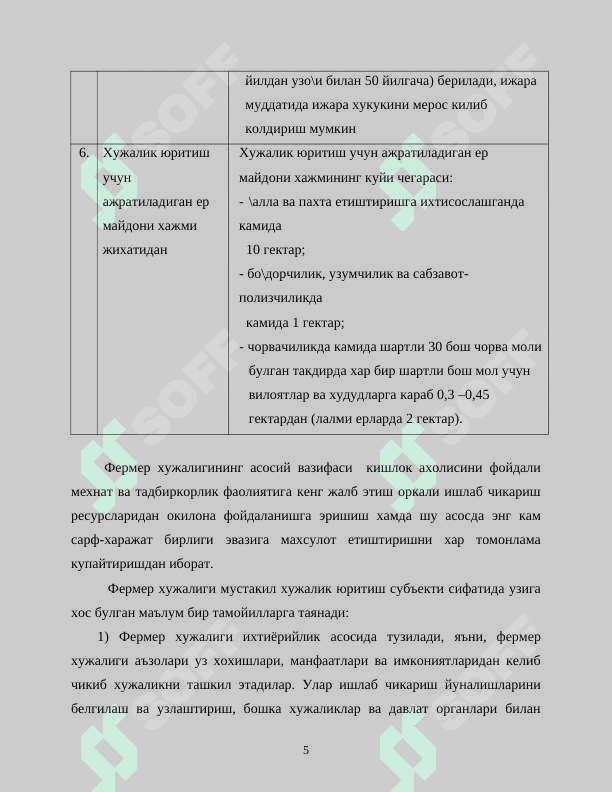 Фермер хужалигининг ташкилий-иктисодий ва  хукукий асослари 6