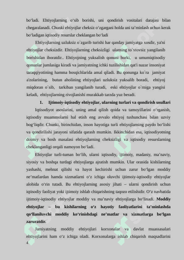 Ijtimoiy-iqtisodiy ehtiyojlar, ularning tarkibi va qondirish usullari 4