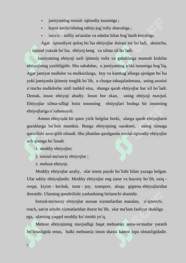 Ijtimoiy-iqtisodiy ehtiyojlar, ularning tarkibi va qondirish usullari 7