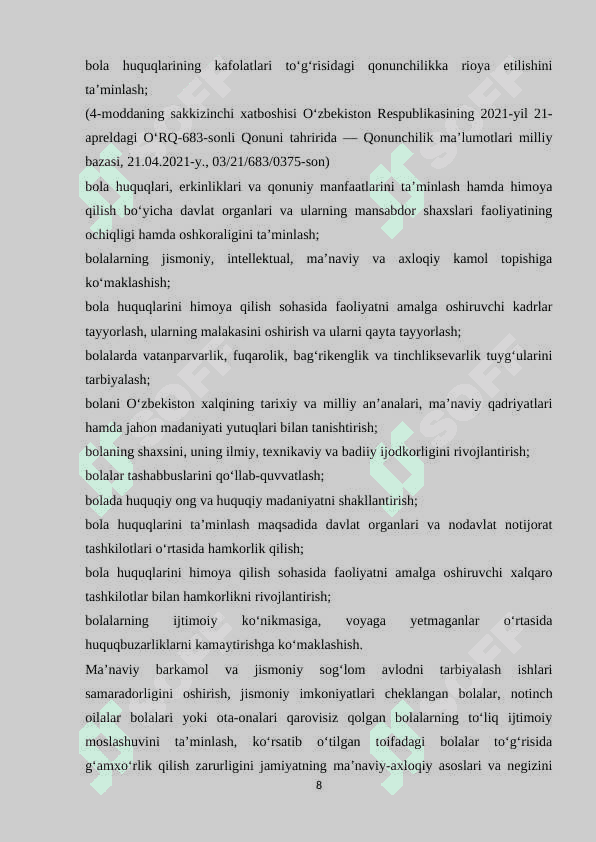 Maktabgacha yoshdagi boʻlgan bolaning huquqlari 8