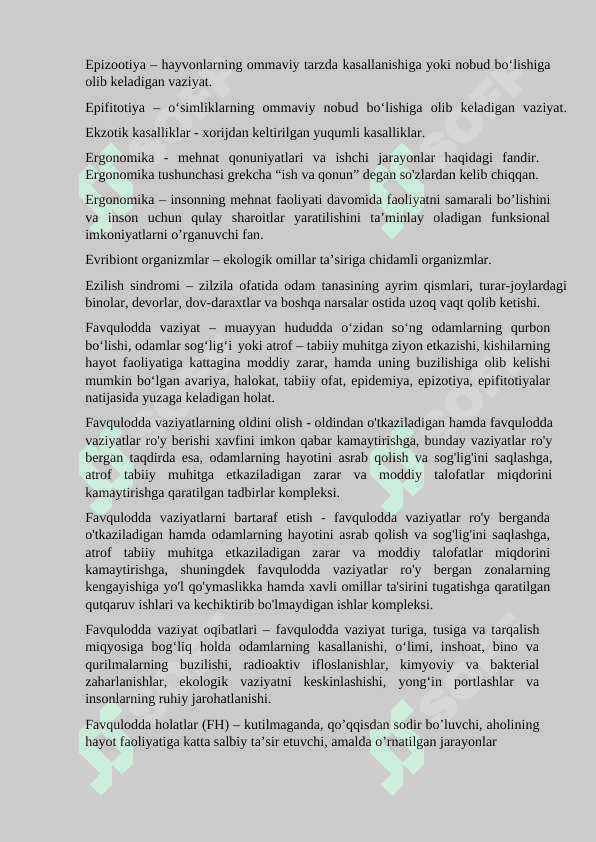 HAYOT FAOLIYATI XAVFSIZLIGI FANI BO'YICHA GLOSSARIY TUZISH 4