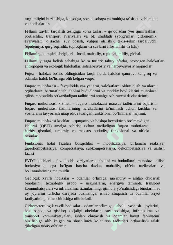 HAYOT FAOLIYATI XAVFSIZLIGI FANI BO'YICHA GLOSSARIY TUZISH 5