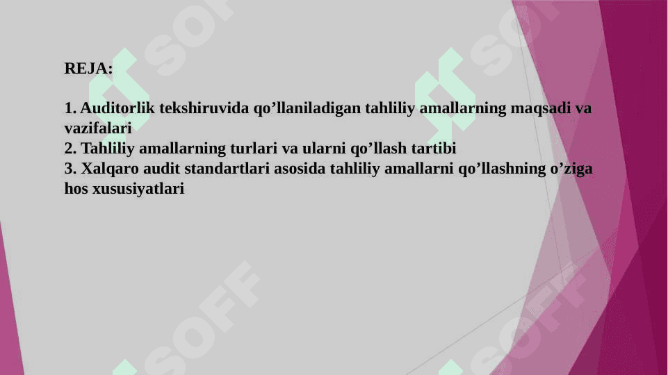 Tahliliy amallar mazmuni va ularni qo'llash maqsadlari 2