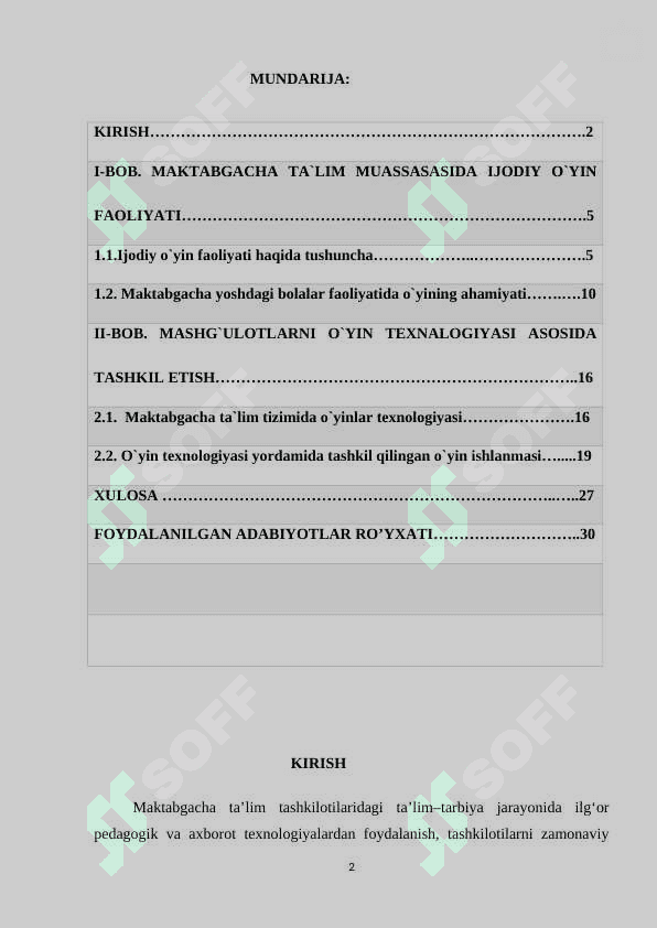 Ijodiy o’yinlarni tashkil qilish 2