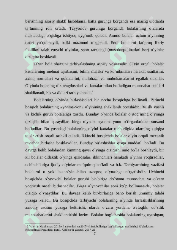 Ijodiy o’yinlarni tashkil qilish 7