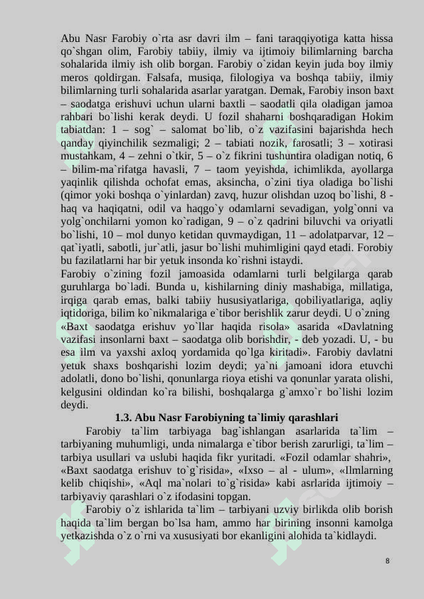 Abu Nasr Farobiyning pedagogik qarashlari 8