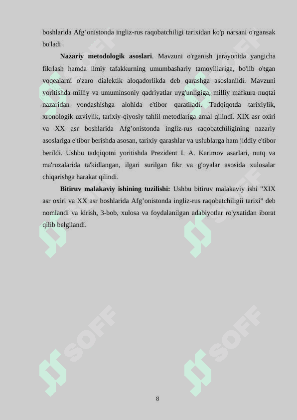 XIX asr oxiri XX asr boshlarida Afg’onistonda ingliz-rus raqobatchiligining tarixi 8