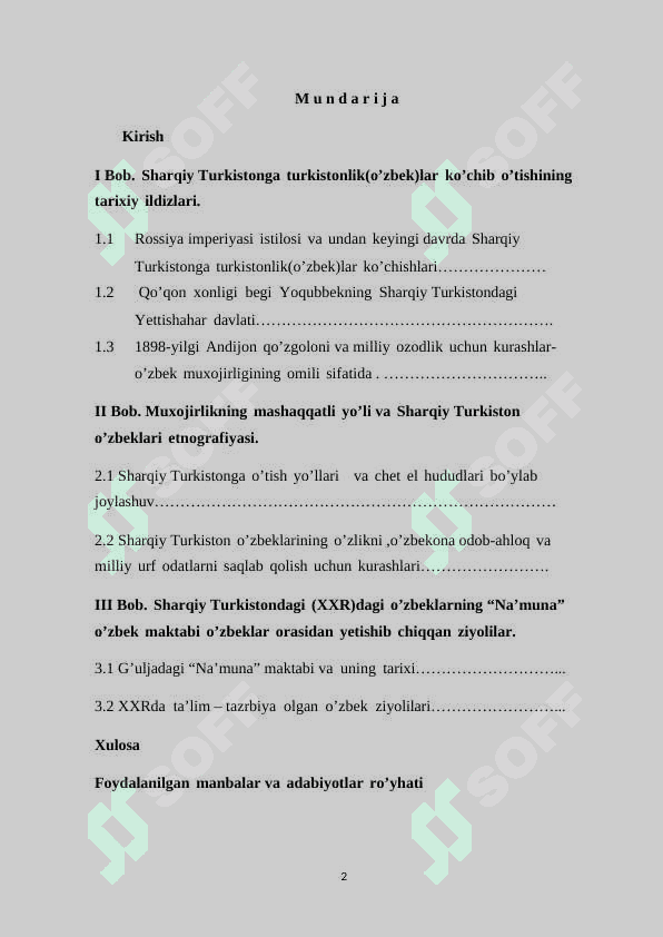 Sharqiy Turkiston (XXR) o’zbeklari tarixi va etnografiyasi 2