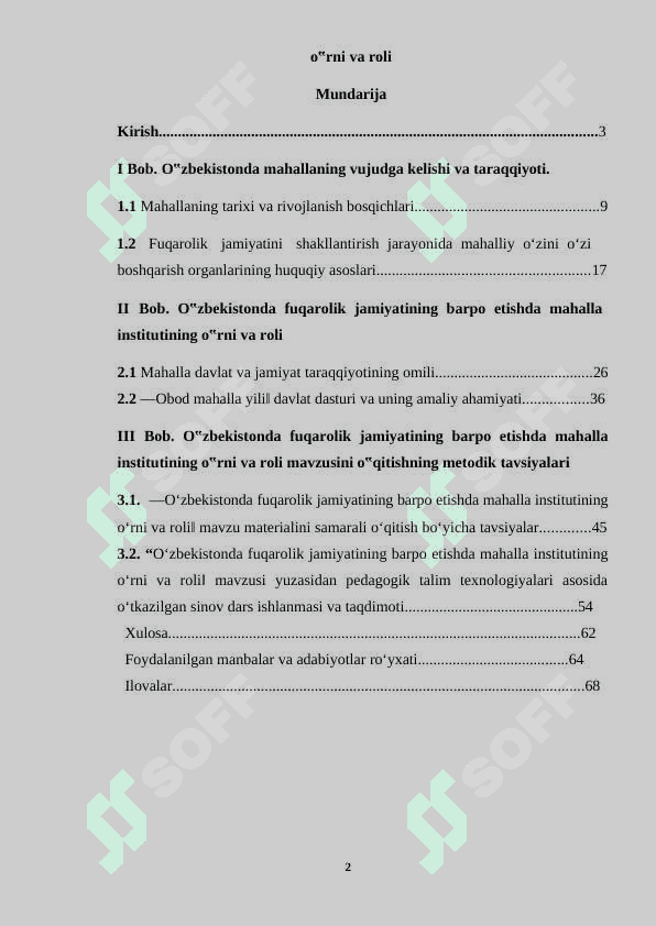 O‟zbekistonda fuqarolik jamiyatini barpo etishda mahalla institutining o‟rni va roli 2