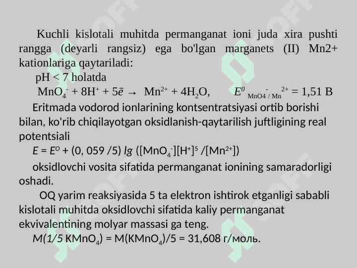 Oksidlanish-Qaytarilish titrlash metodi 3
