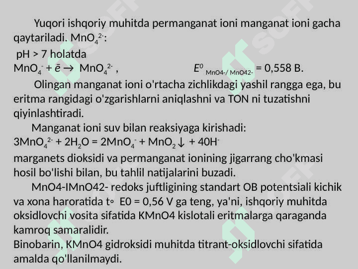 Oksidlanish-Qaytarilish titrlash metodi 5