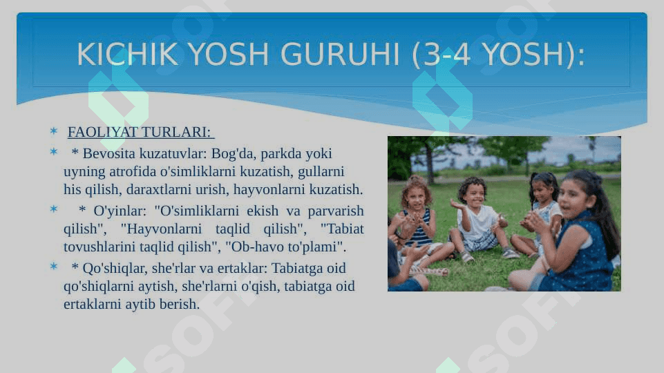 TURLI YOSH GURUHLARDA TA'LIMIY FAOLIYATLAR O'TKAZISH, ULARGA RAHBARLIK QILISH 4