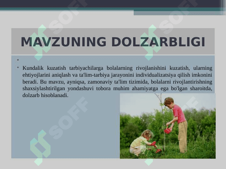 KUNDALIK KUZATISHDA  TARBIYACHI BOLALAR BILAN OLIB BORILADIGAN ISH MAZMUNI 3