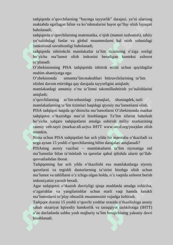 XALQARO BAHOLASH DASTURLARI HAQIDA TUSHUNCHA 8