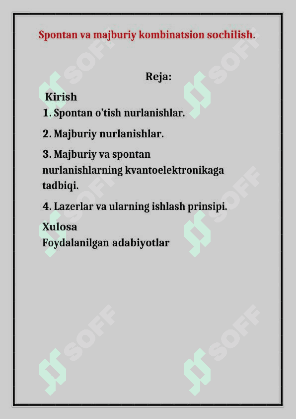 Spontan va majburiy kombinatsion sochilish 2