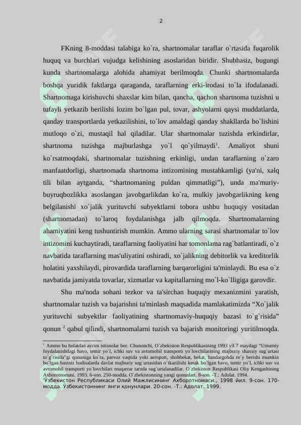 Shartnoma to`g`risida umumiy tushunchalar 2