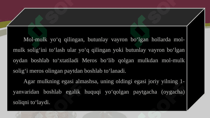 Yuridik shaxslardan olinadigan mol-mulk solig‘i va uning o‘ziga xos xususiyatlari 4