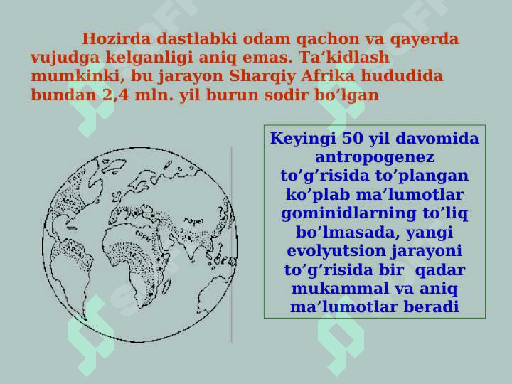 Odamning  paydo bo'lishi 7